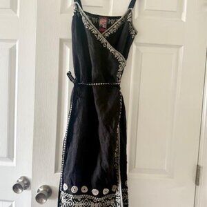 Johnny Was Linen Embroidered Wrap Dress